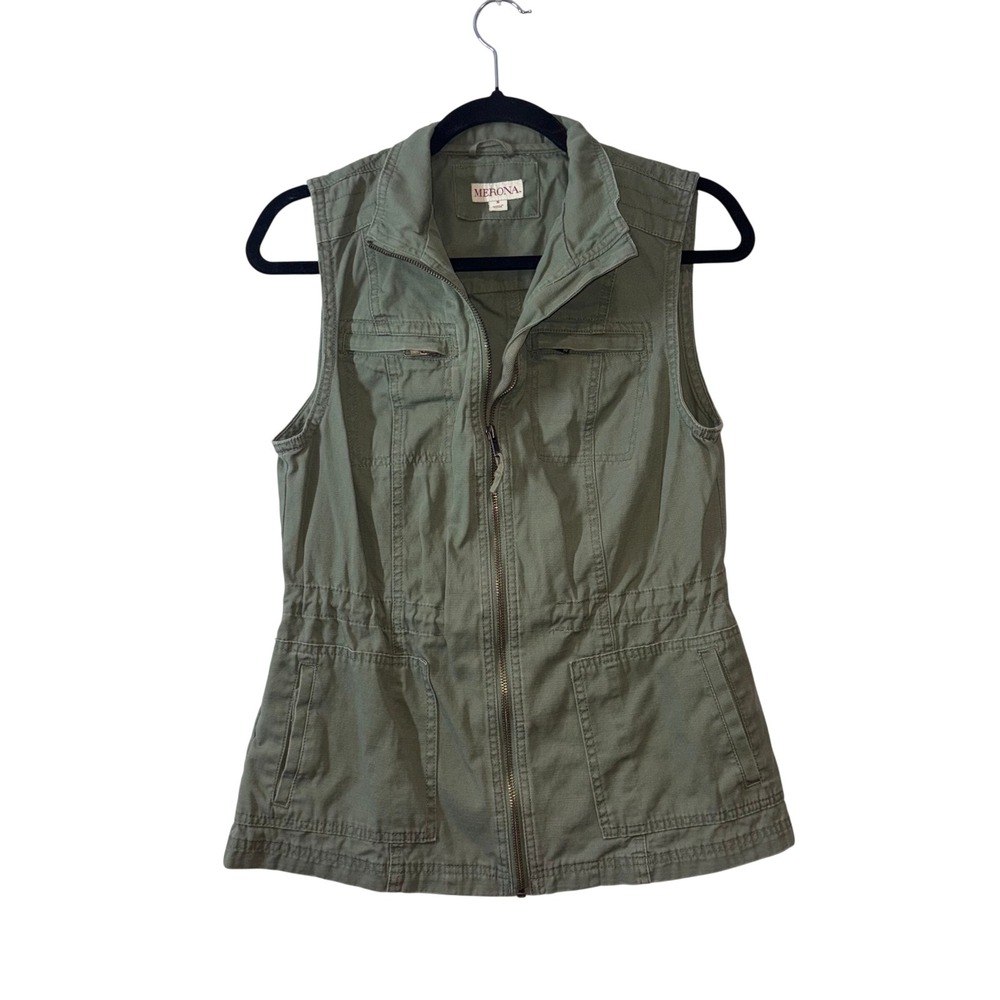 Y2K Utility Layering Merona Cargo Vest Women Small Olive Green